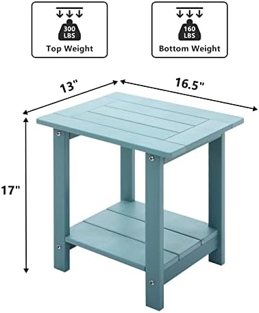 Meluvici Double Adirondack Side Table Weather Resistant, Outdoor Rectangular - Image 3