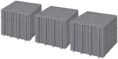 Plastic Interlocking Deck Tiles, 60 Pack, Pebble Design 12"x12" Waterproof by CWKISS