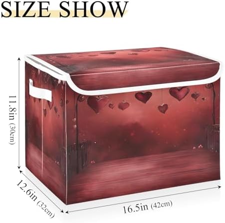 Bolaz Storage Bins with Lids and Handles, Valentine Background Dark Heat - Image 3