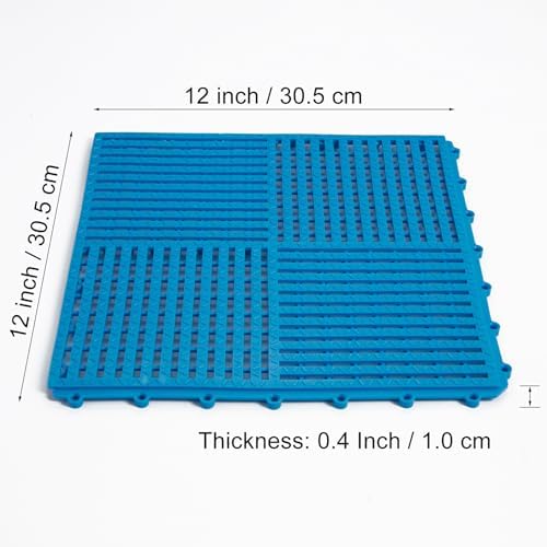 9 Pack Modular Interlocking Tiles Double Non-Slip 12"x12" Blue - Image 3