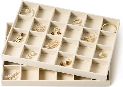 pickpiff Drawer Jewelry Organizer & Display Trays: 2pcs 24grid Velvet Stackable by pickpiff