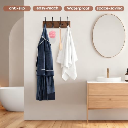 Yangbaga Coat Rack Wall Mount, Acacia Wood Coat Hooks Wall Mount - Image 6