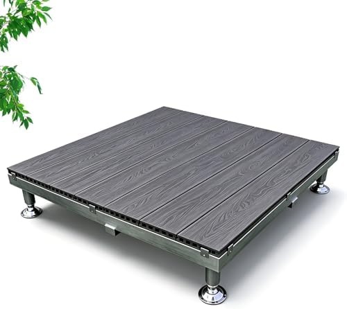 Outdoor Raised Platform Deck For Yard, Modular Interlocking Decking Tiles by ESOYAWE