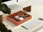 HofferRuffer Faux Leather Vanity Tray, Elegant Desktop Storage Organizer - Image 4