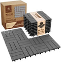 Acacia Wood Interlocking Deck Tiles, Patio & Backyard Tile, 12 in by GREENALLUVIUM