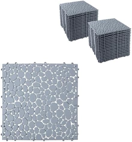 36 Pcs Floor Tiles, Pebble Pattern Plastic Interlocking Deck Tiles, Outdoor by Unknown