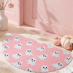 Tinideya Halloween Ghost Doormat Pink Semicircle Welcome Mat 27.56'' - Image 5