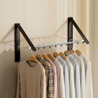 Clothes Drying Rack, Laundry Room Wall Mounted Retractable Clothes Hanger by Unknown