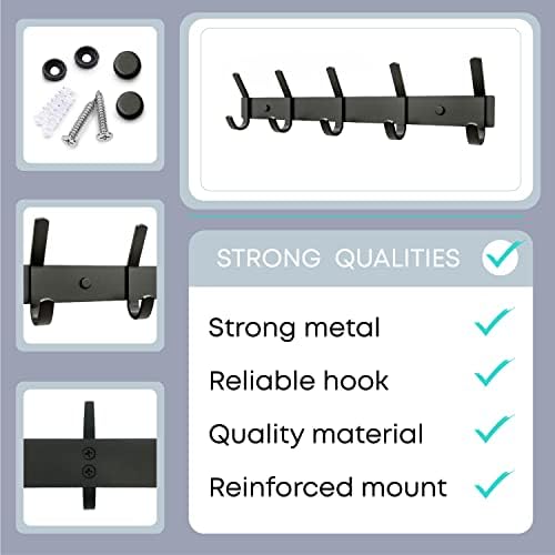 Coat Rack Wall Mount – 15 Inch Stainless Steel Hook Rail - Image 3