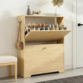 Nicetree Shoe Cabinet with 2 Flip Drawers, Entryway Storage, Natural Oak by Nicetree