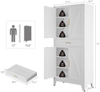 Bevivog 71" Kitchen Pantry Cabinet, Metal Storage Cabinet - Image 3