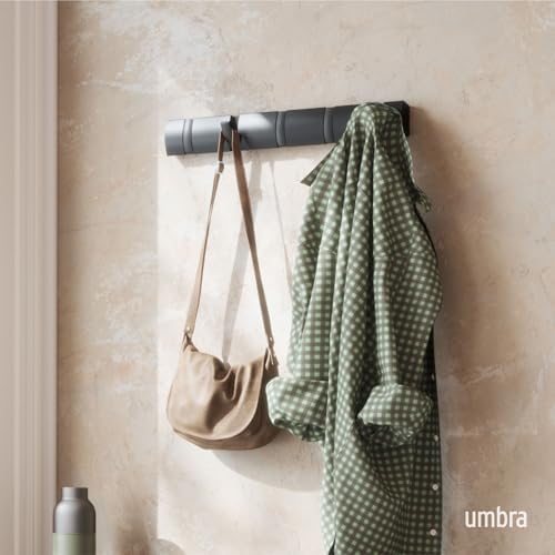 Umbra Flip Coat Rack, Wall Mounted 5-Hook Space Saving - Image 2