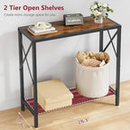 Tajsoon Console Table 28.3''L, 2 Tier Narrow Entryway Table Rustic Brown - Image 3