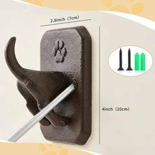 1 Pack Rustic Cast Iron Dog Leash Holder Wall Hook, Heavy Duty Wall Mount Hook - Image 5