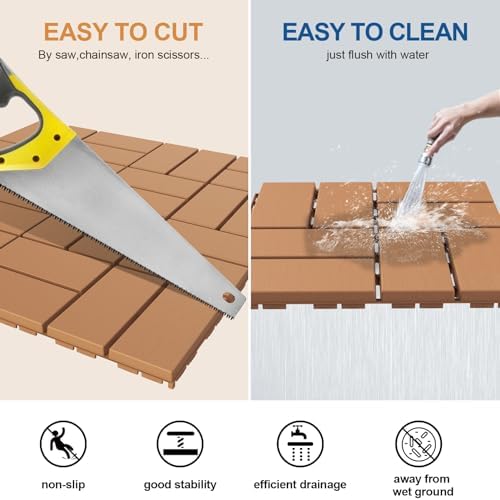 Goovilla Plastic Interlocking Deck Tiles, 27 Pack 12"x12" - Image 4