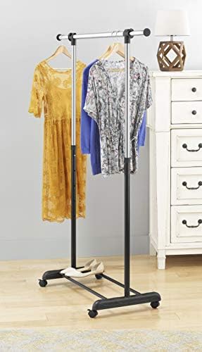 Whitmor Adjustable Rolling Clothes Organizer Chrome Garment Rack - Image 2