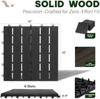 Acacia Interlocking Deck Tiles, 6 Slats, Ebony Black - Image 3