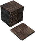BEEFURNI Interlocking Acacia Wood Deck Tiles 12x12, Dusky Brown by BEEFURNI