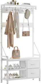 Lulive Hall Tree with Bench and Shoe Storage, 31.5” Coat Rack Freestanding by Lulive