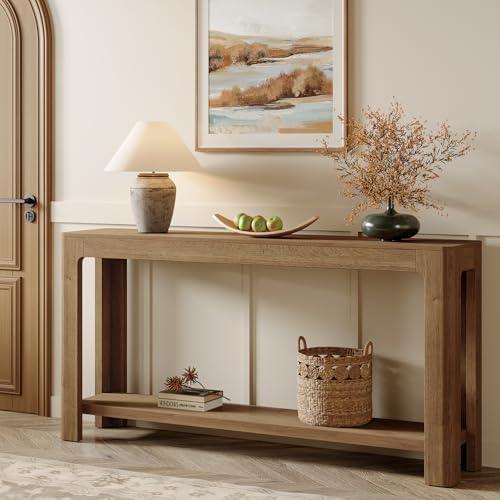 Tribesigns 63 Inch Entryway Console Table, 2-Tier Farmhouse Narrow Sofa Table by Tribesigns