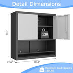 Metal Wall Cabinet, Steel Floating Hanging Storage Cabinet - Image 3