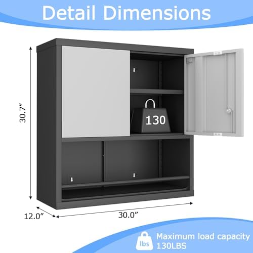Metal Wall Cabinet, Steel Floating Hanging Storage Cabinet - Image 3