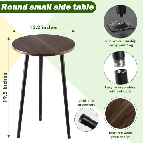 2-Pack Small Side Tables Outdoor Patio Round Accent Table Modern Indoor End - Image 3