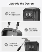 Puroma Key Lock Box Outdoor 4 Digit Code Combination Lockbox House, 4 Black - Image 4