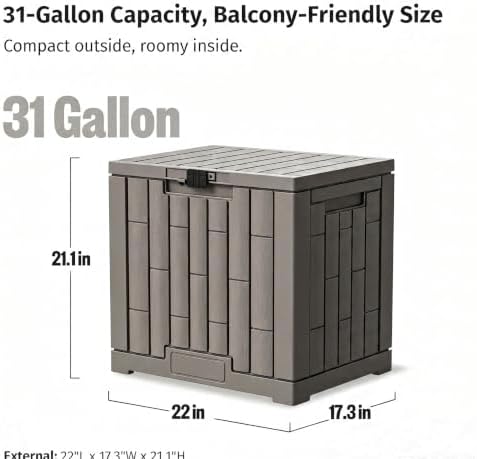 LAUSAINT HOME 31 Gallon Resin Deck Box, Package Delivery Box - Image 2