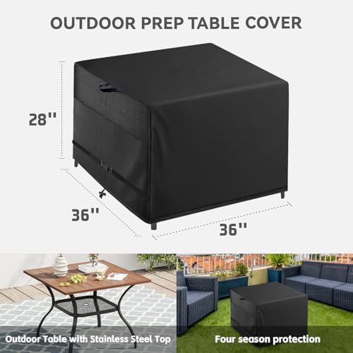 Outdoor Patio Square Table Cover 36 inch Black - Image 2