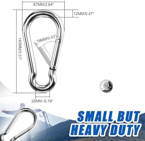 1pc 5.50 inch Large 304 Stainless Steel Carabiner Clip Hooks Spring Snap - Image 3