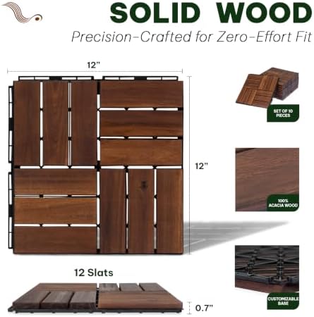 Acacia Interlocking Deck Tiles, 12 Slats - Image 2