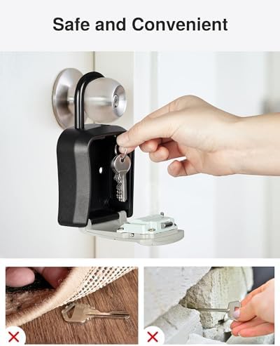 Puroma Key Lock Box Outdoor 4 Digit Code Combination Lockbox House, 4 Gray - Image 7