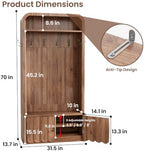 Narrow Hall Tree with Bench and Shoe Storage, Arched Mudroom Bench with Storage - Image 2