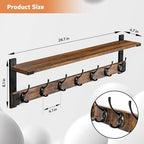 Oraich Wall Hooks with Shelf, 28.7 Inch Coat Rack Wall Mount with Hook - Image 2