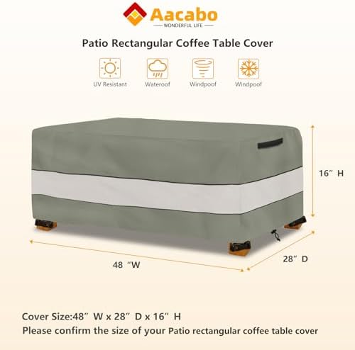 Waterproof Outdoor Coffee Table Cover, Rectangular Patio Small Side Table Cover - Image 2