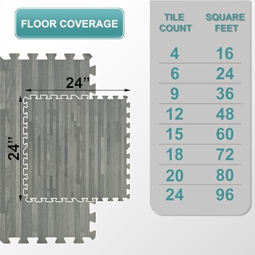 Sorbus Interlocking Wood Grain Foam Floor Tiles - Image 2