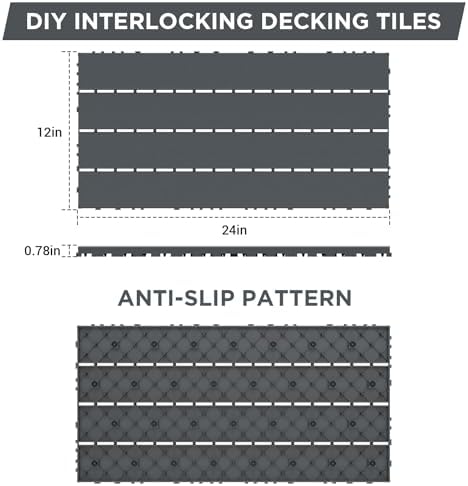Plastic Interlocking Deck Tiles Waterproof 12x24'' Exstra Long Patio Flooring - Image 2