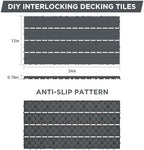 Plastic Interlocking Deck Tiles Waterproof 12x24'' Exstra Long Patio Flooring - Image 2