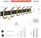 Coat Rack Wall Mount – Black and Gold Hook Rail - Image 2