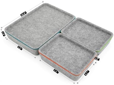 Welaxy 3-Piece Stackable Lidded Felt Desk Drawer Organizer Tray Multi-Color - Image 6