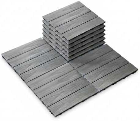 Interlocking WPC Decking Tiles – 12”x12” Outdoor Flooring, Waterproof & Durable by Unounc
