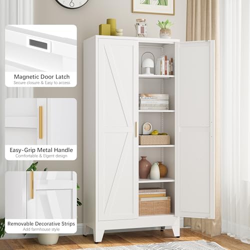 Bevivog 71" Kitchen Pantry Cabinet, Metal Storage Cabinet - Image 5