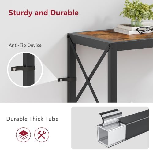 Tajsoon Console Table 28.3''L, 2 Tier Narrow Entryway Table Rustic Brown - Image 5