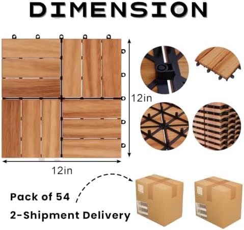 Solid Acacia Wood Interlocking Deck Tiles Snap Together Floor - Image 3