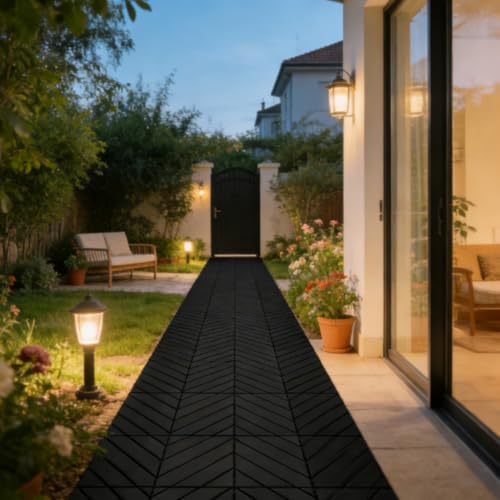 44 Pack Dark Gray 12x12 PP Plastic Interlocking Deck Tiles, Waterproof Indoor - Image 7