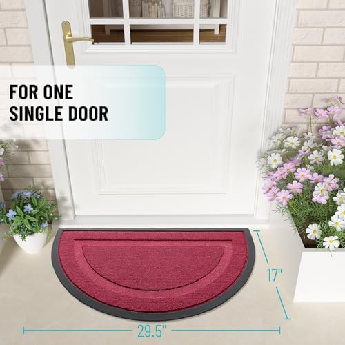 OLANLY Half Circle Front Door Mat Outside 29.5x17 All-Season Rubber Doormat - Image 2