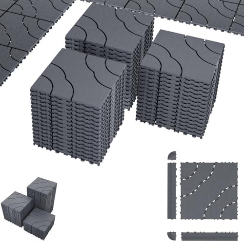 44 Pack Interlocking Deck Tiles, Easy Snap All-Weather Outdoor Deck Tiles by Unknown