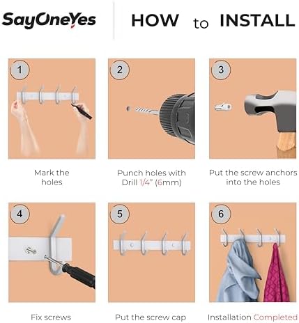White Coat Rack Wall Mount – 12 Inch Stainless Steel Hook Rail - Image 7