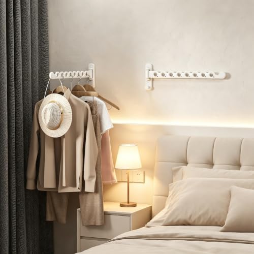 Wall Mounted Clothes Hanger Rack, Foldable Space Saving Laundry Rack - Image 4